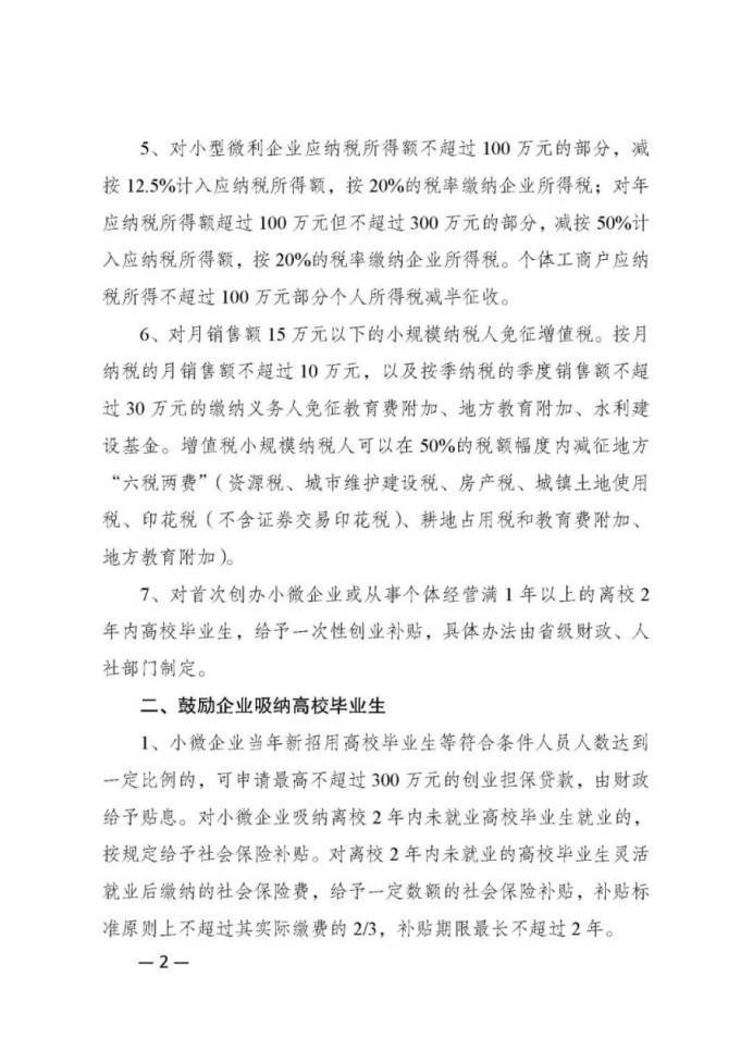扶持高校毕业生创业就业惠普政策清单